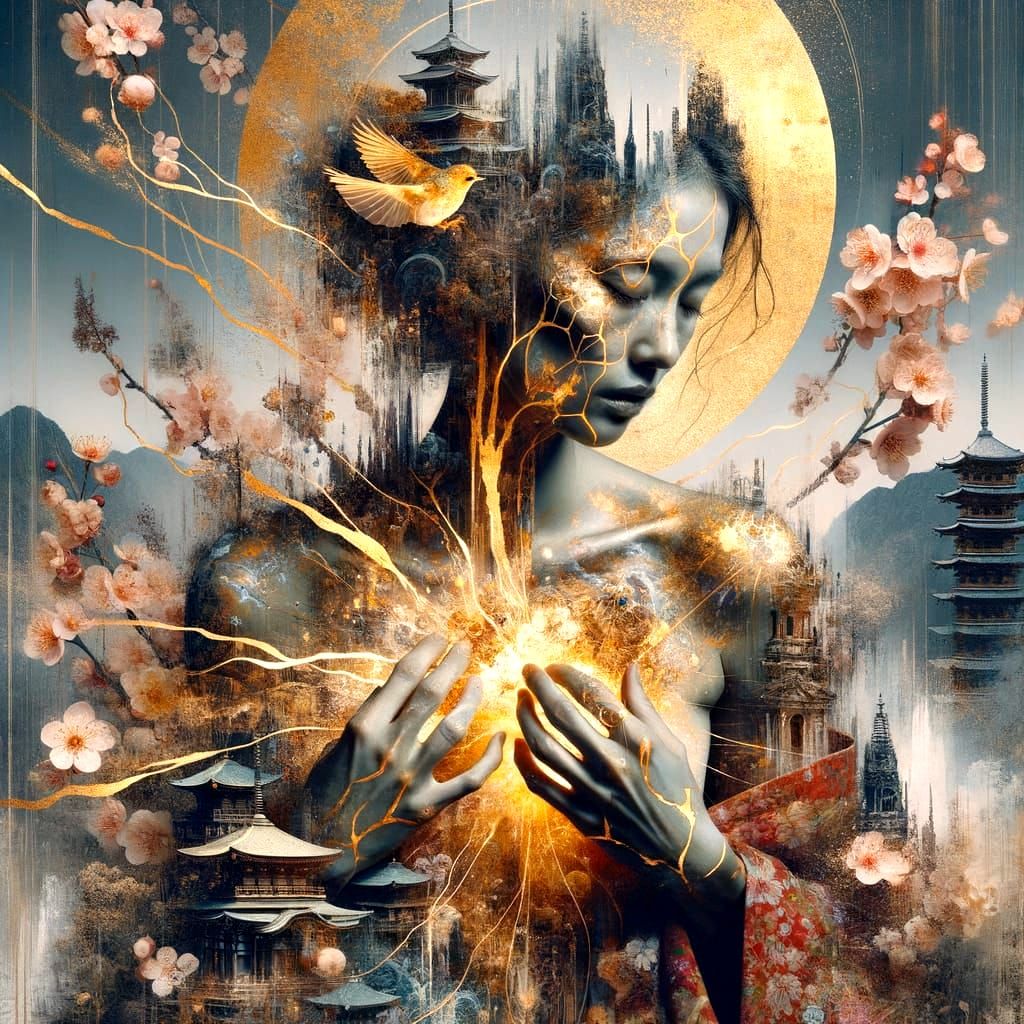 Sorrowful Priestess with Kintsugi Healing