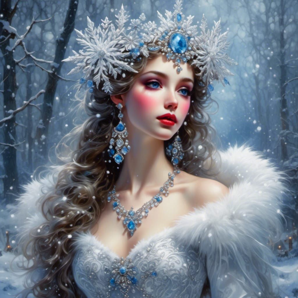 Ballerina Nutcracker in Winter Wonderland, Art Nouveau