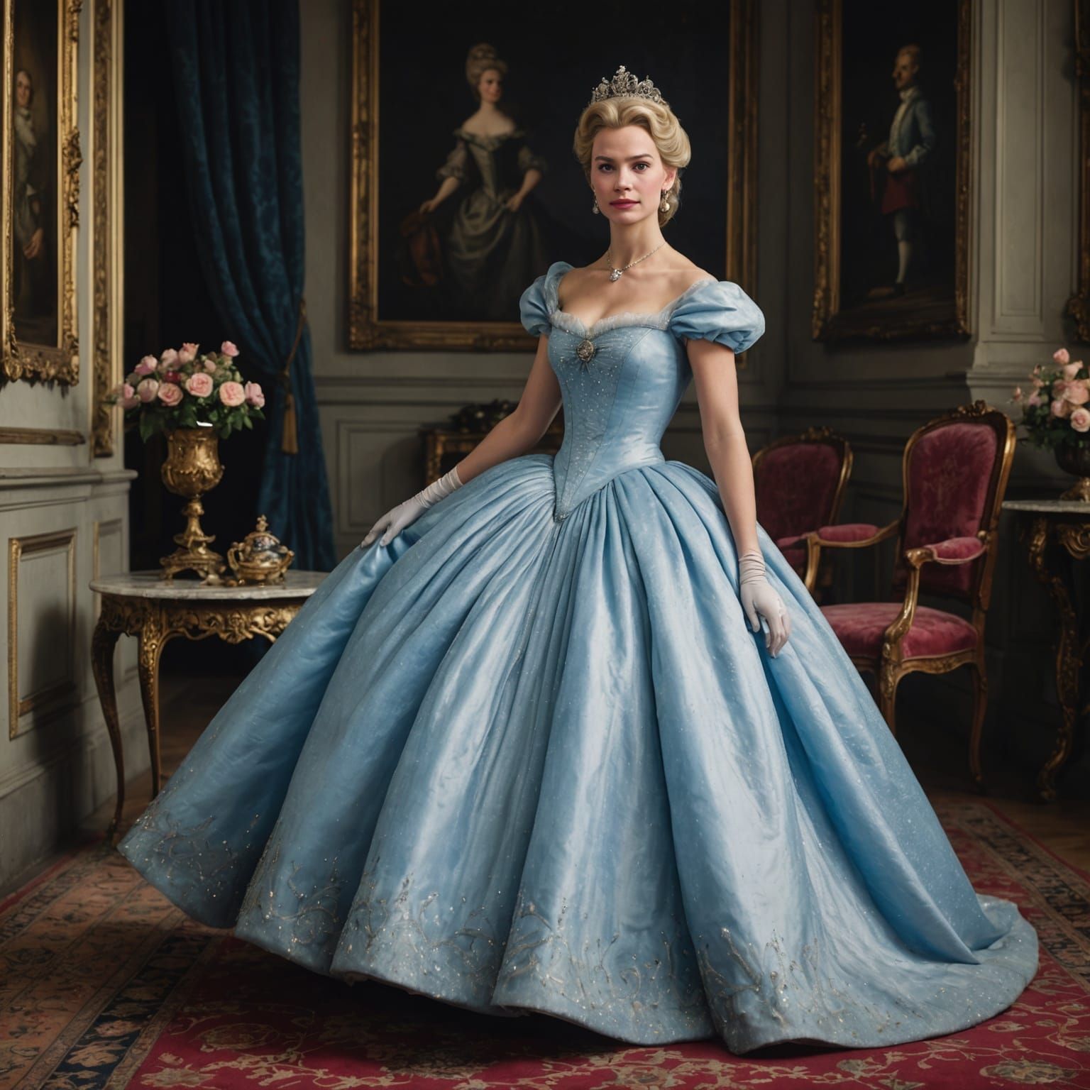 A full-length real-life portrait of Cinderella