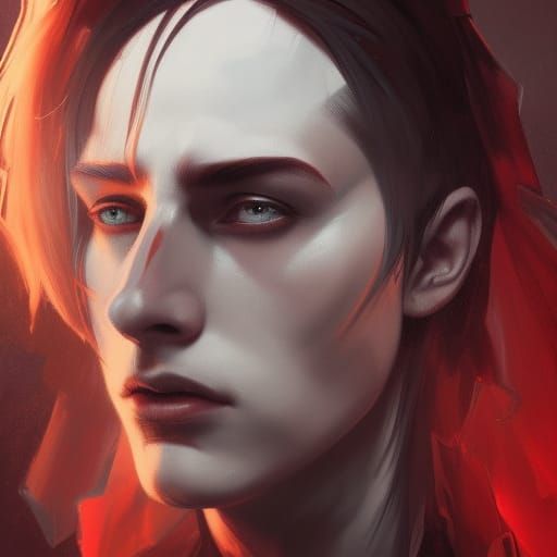 Gothic Emo Portrait with Red Lighting