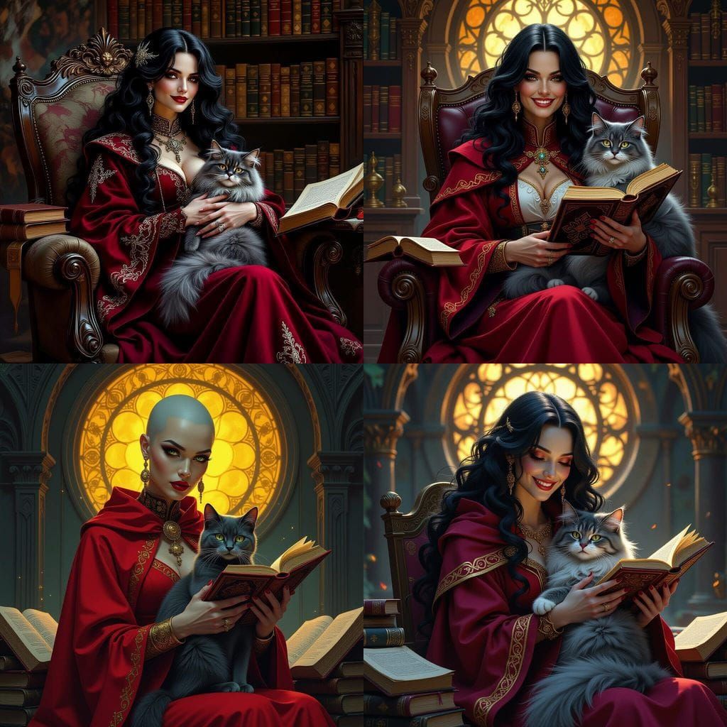 Kind Undead Mage with Cat, Dark Fantasy Art