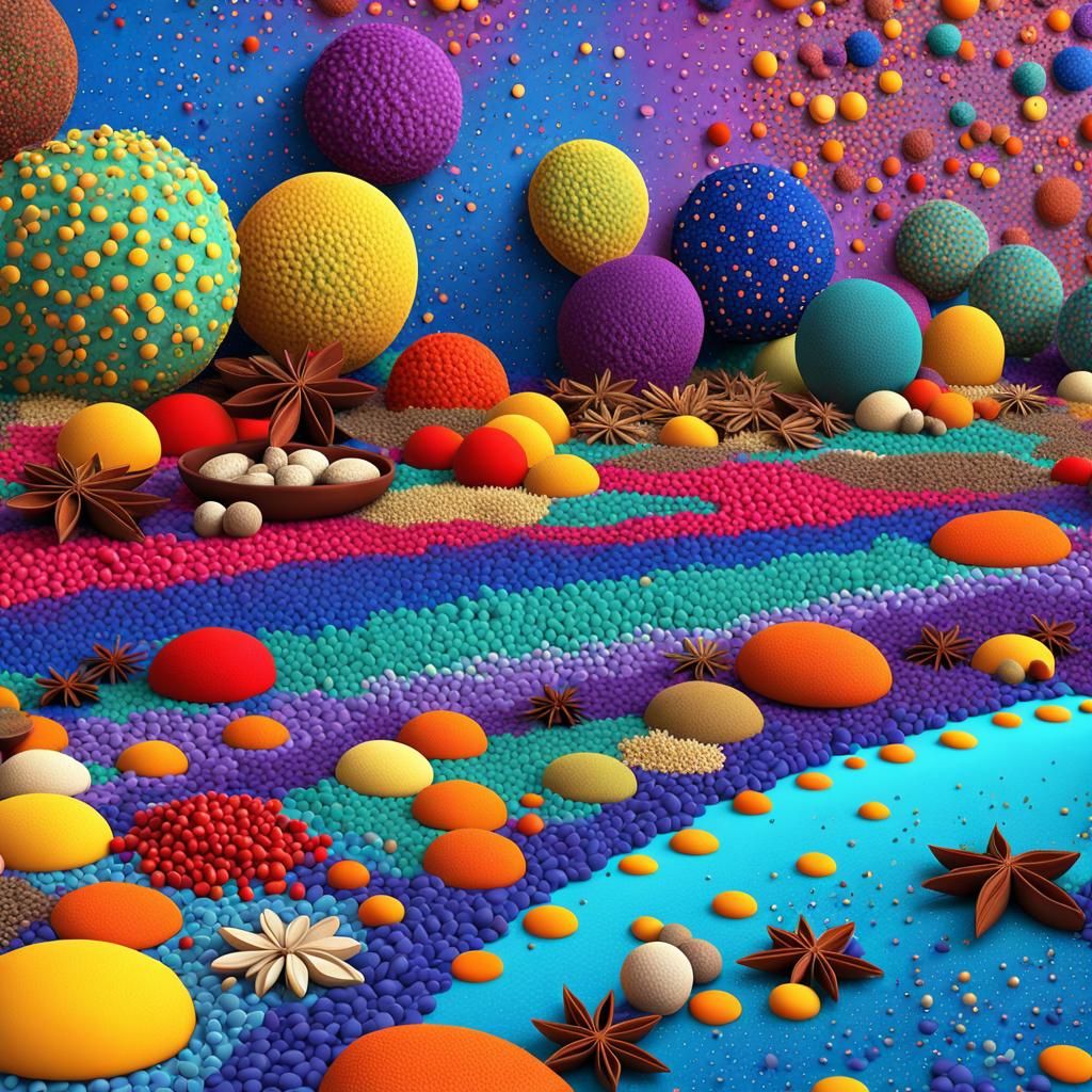 Spice Abundance in Klimt-Inspired 3D Digital Art