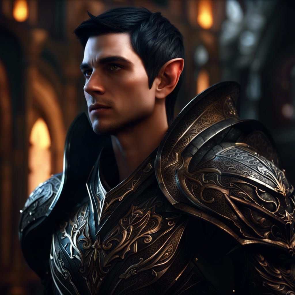 Sun Elf Paladin in Epic Digital Painting