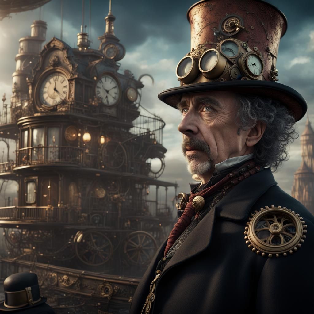 Steampunk Portrait in Tim Burton Style
