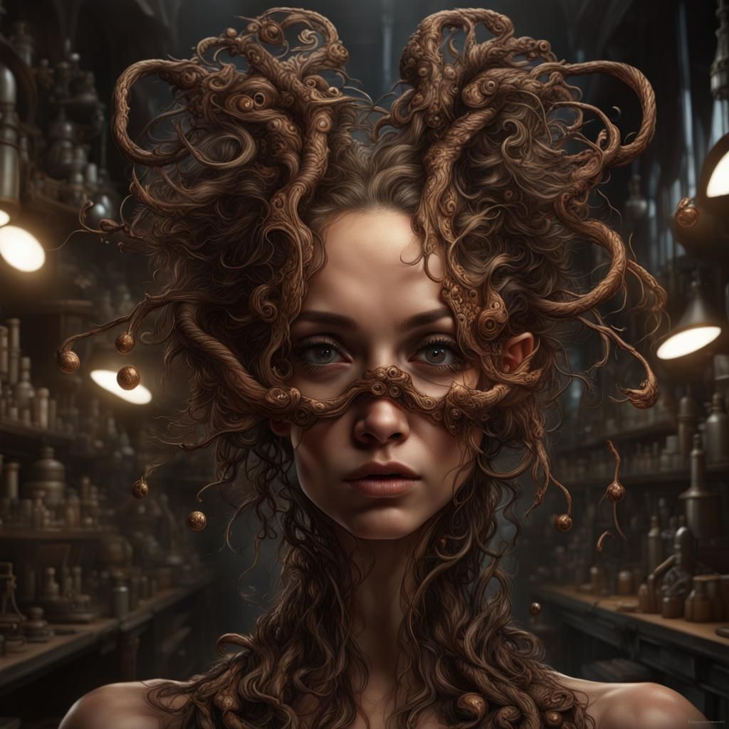 Scientist in Lab: Dark Fantasy Concept Art