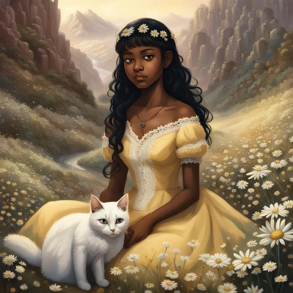 Girl in Daisy Field: Fantasy Concept Art