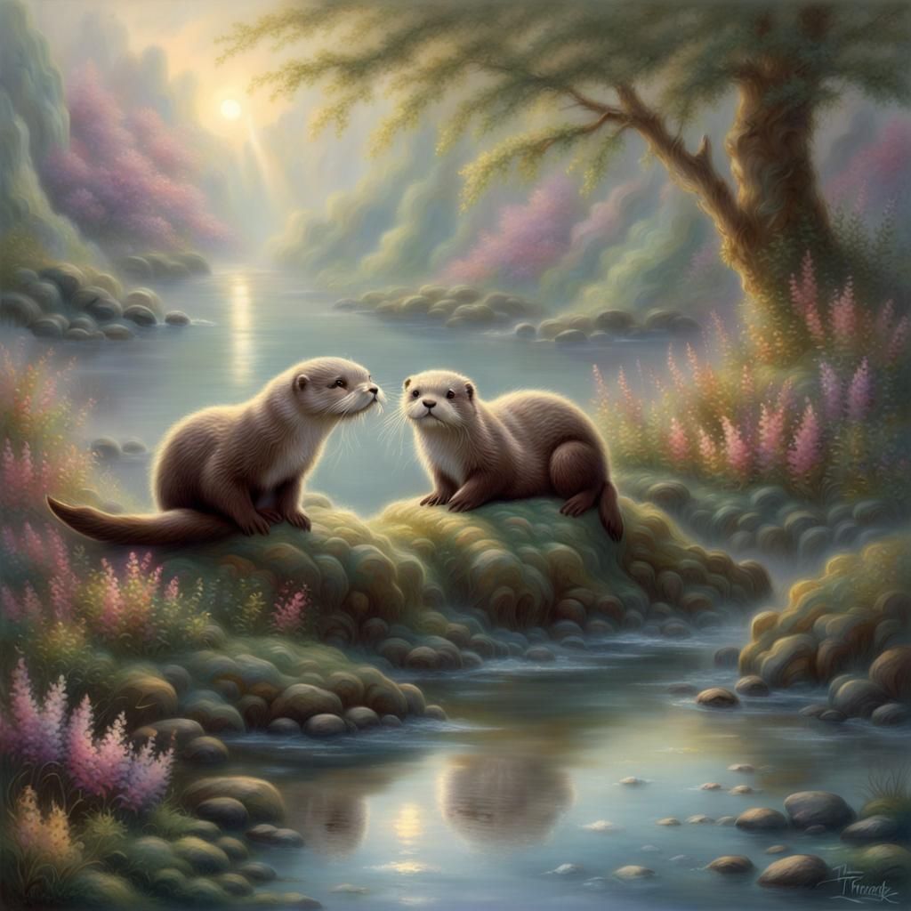 Ethereal Otter in Hyperdetailed Fantasy Landscape