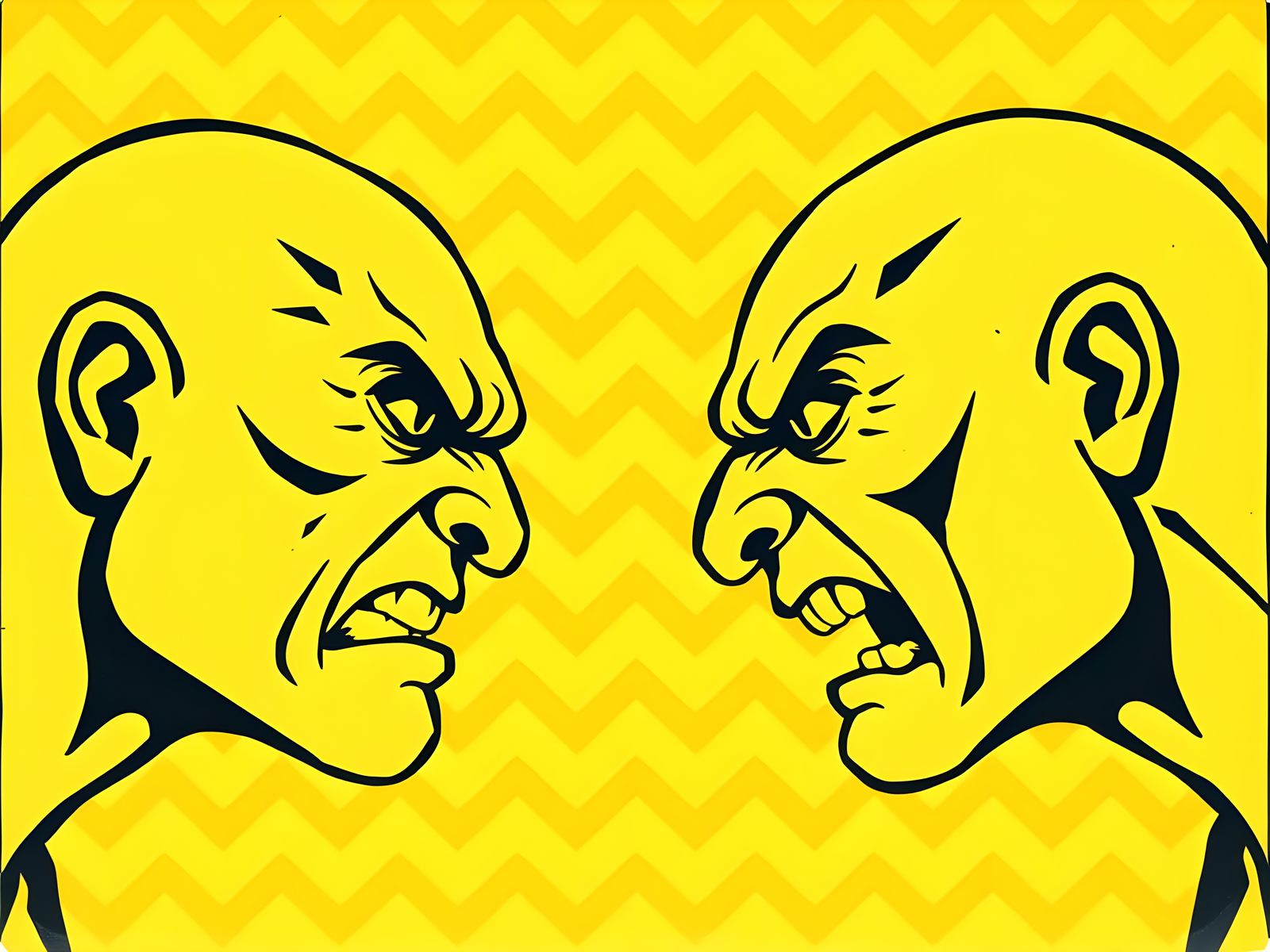 Minimalist Stare Down: Block Print on Yellow