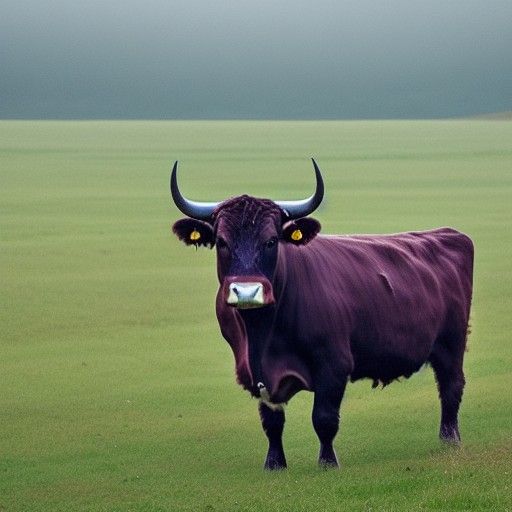Highland Cow in Rainy Scottish Field