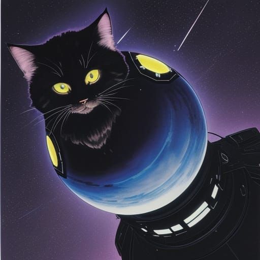 Cat in a Futuristic Anime Spacesuit