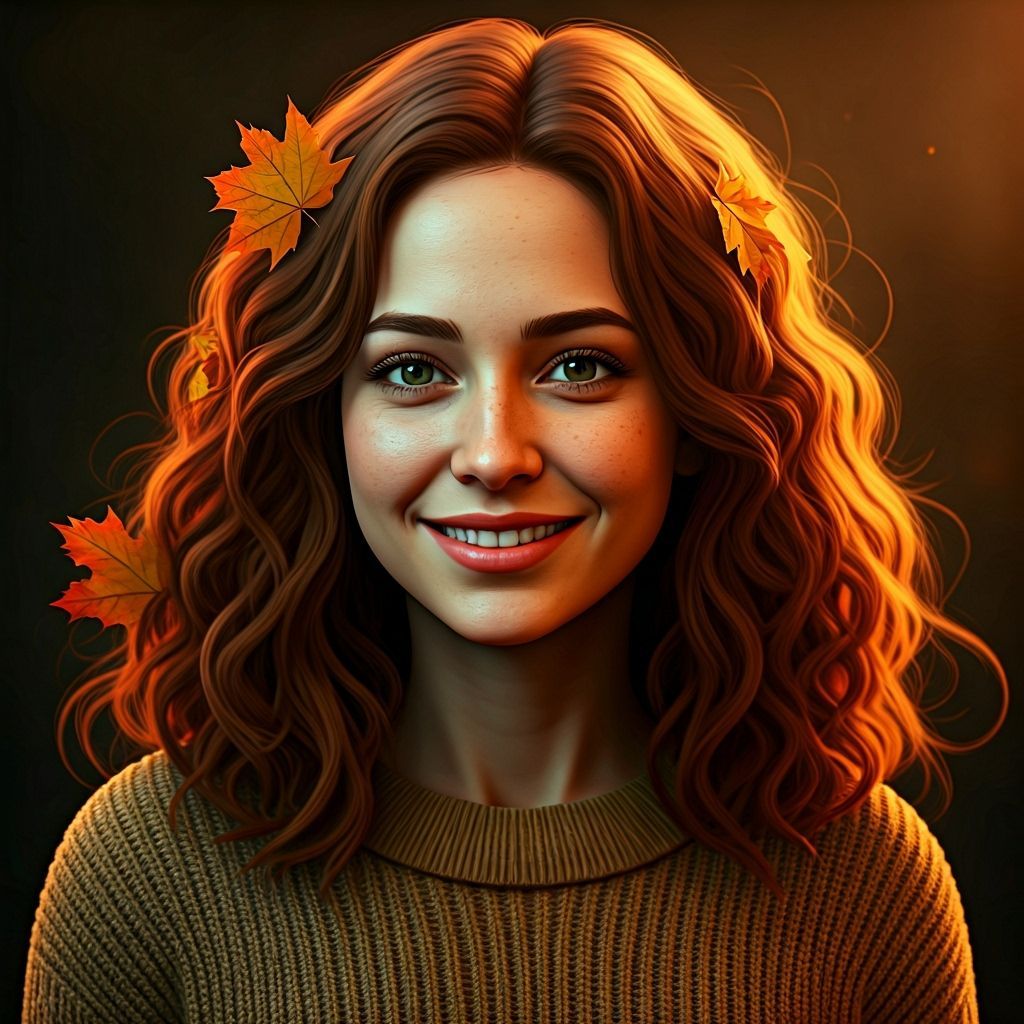 Young Woman Embraces Autumn Golden Hour Portrait