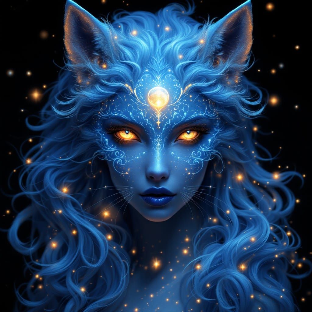 Fantasy Woman with Fur Patterns, Digital Art