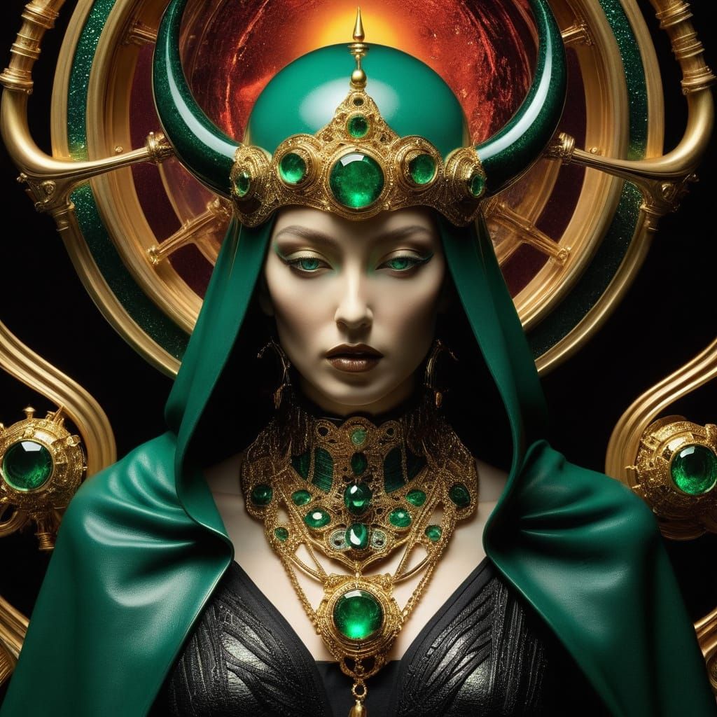 Surreal Steampunk Sculpture with Cloisonné Enamel Details