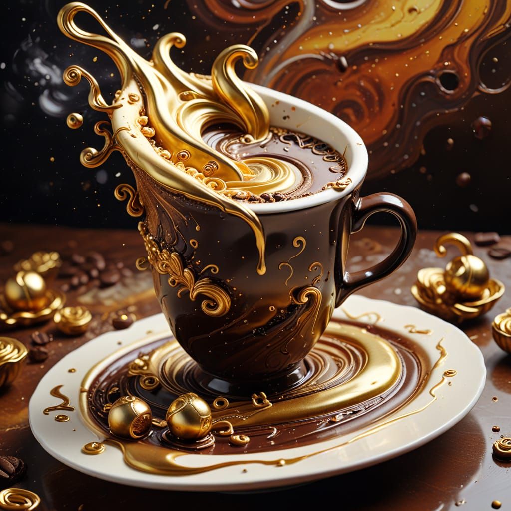 Surreal Chocolate Sculpture in Impasto Style