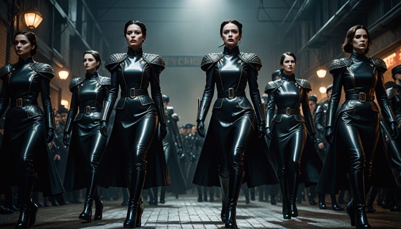 Dark Fantasy Soldiers in Imperial Latex Uniforms, Goosing in...
