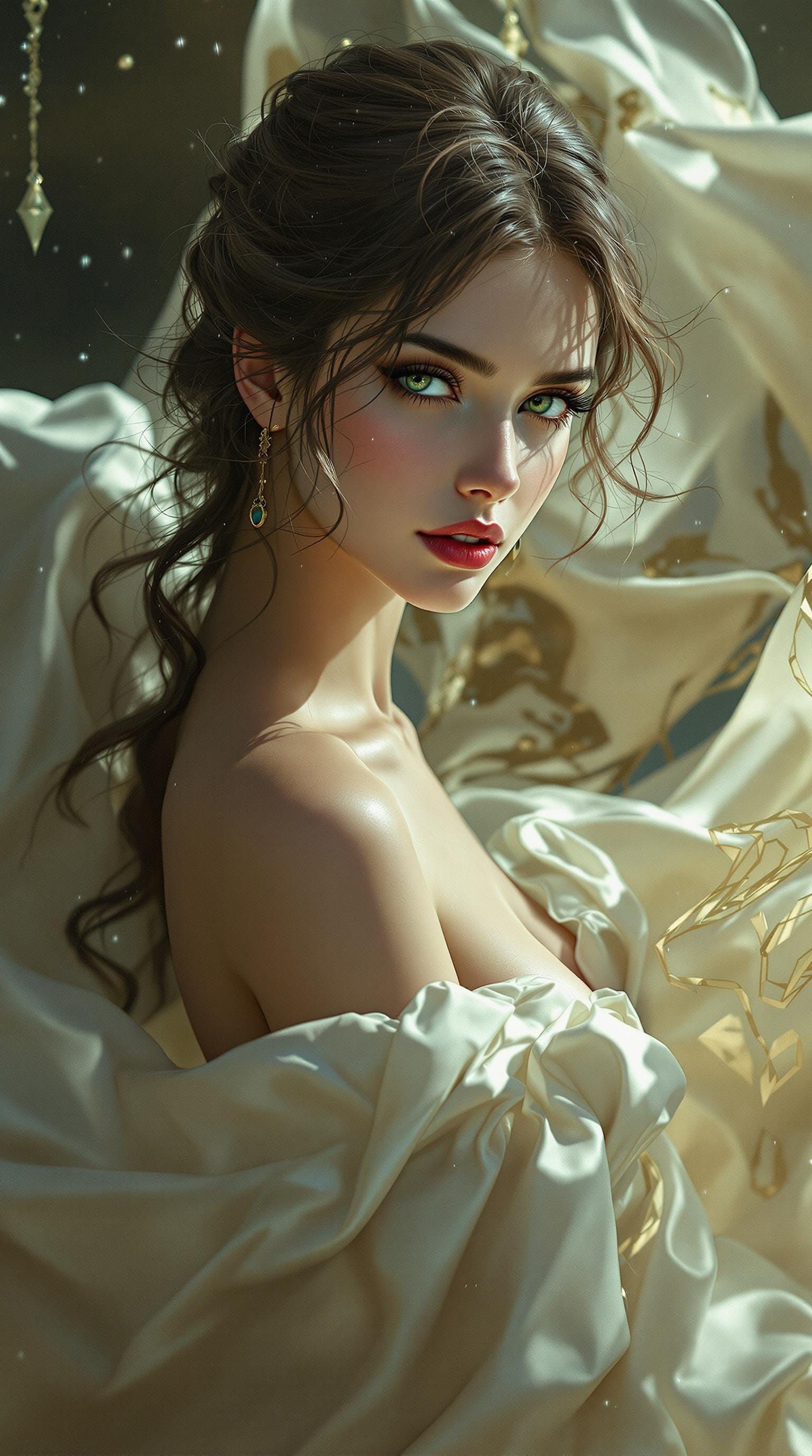 Sultry Goddess in Ivory Splendor