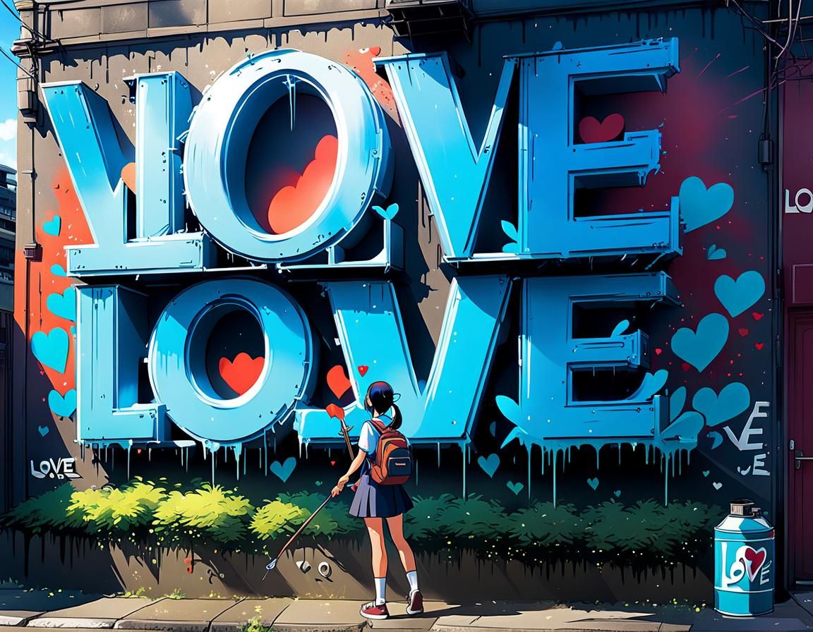 Love Graffiti in Studio Ghibli Anime Style