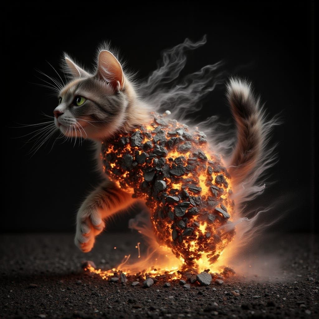 Ethereal Lava Cat Silhouette