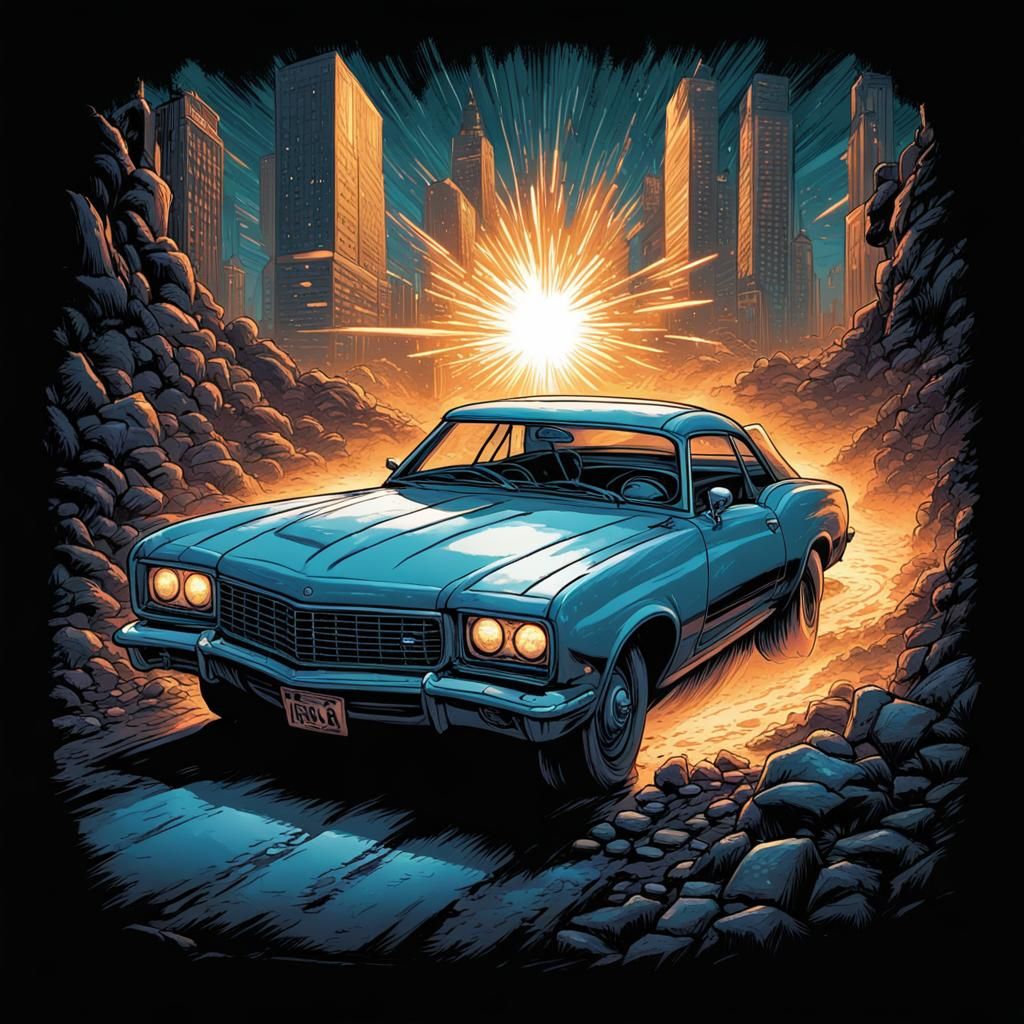 Car Contest T-Shirt Design in Comic Book Style