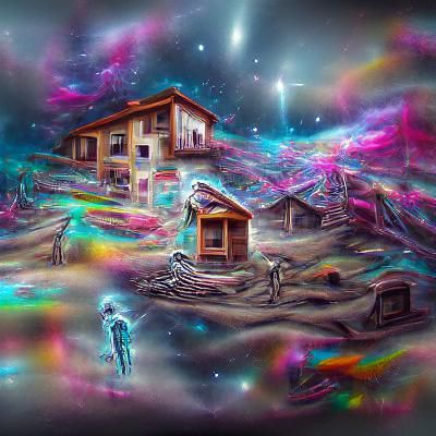 Surreal ghosttown 8k resolution holographic astral cosmic il...
