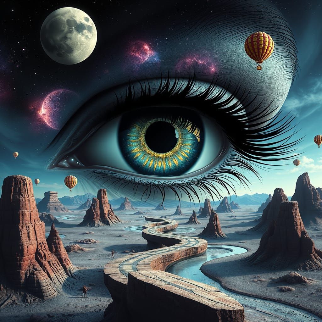 Surreal Eyes and Dreamlike Landscapes