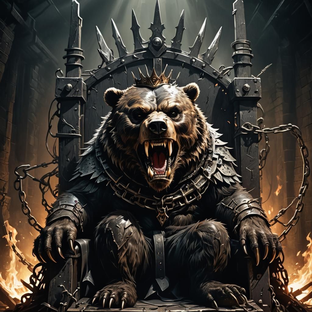 Monstrous Bear Trap King in Dark Fantasy Illustration