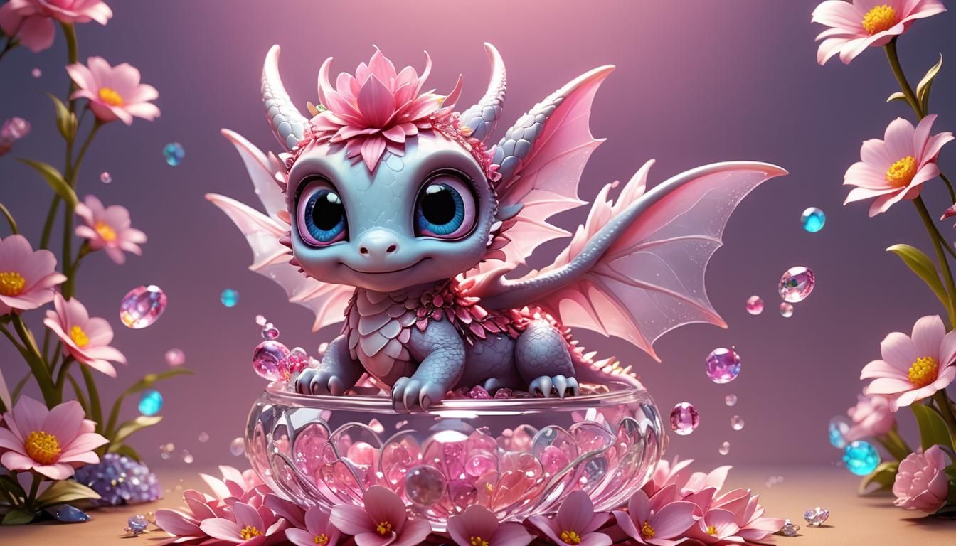 Adorable Fairy Dragon in Jeweled Glass Box