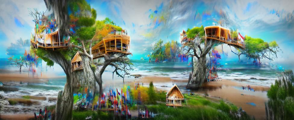 Ocean Treehouse in Impressionistic Hyperrealism