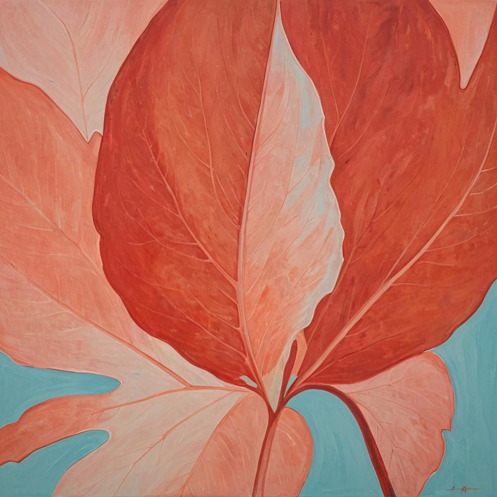 Abstract Leaf Painting in Warm and Cool Tones
