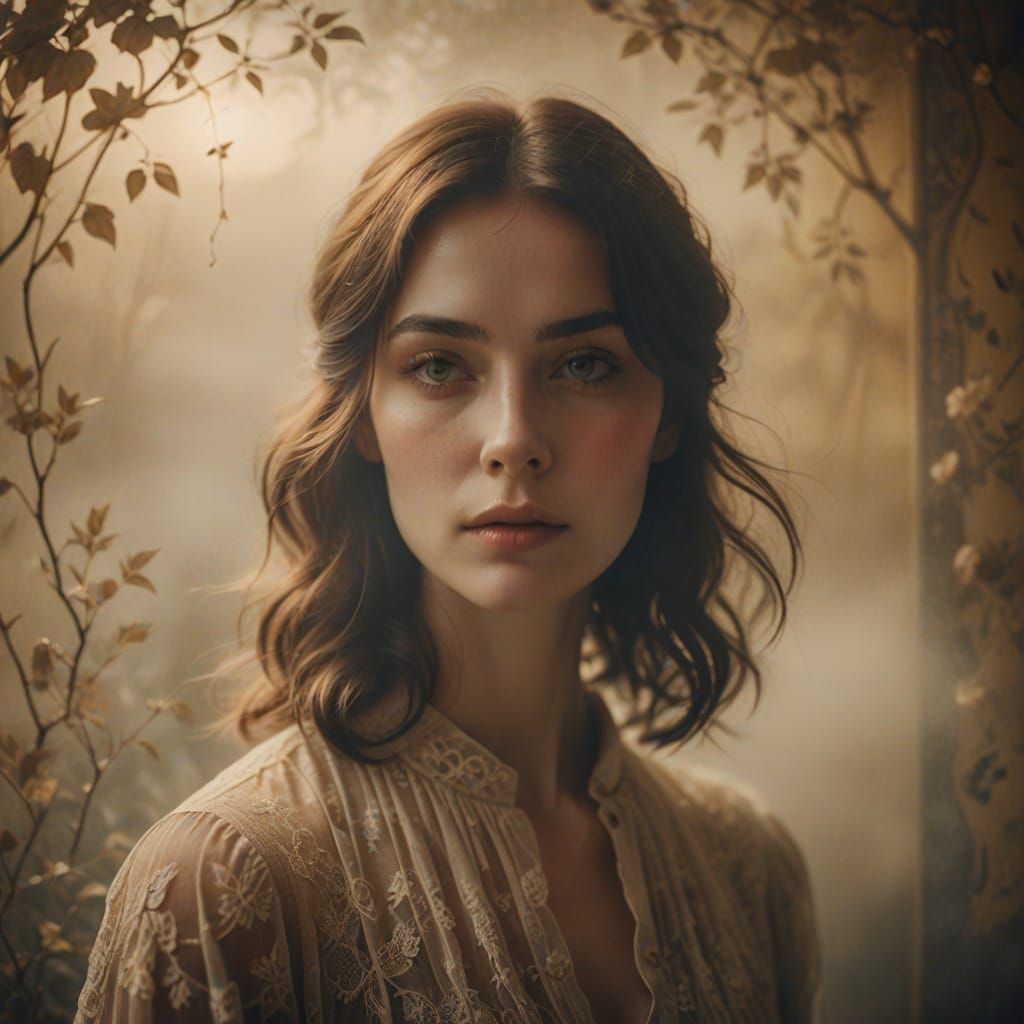 Gentle, Enigmatic Portrait in Warm, Golden Light