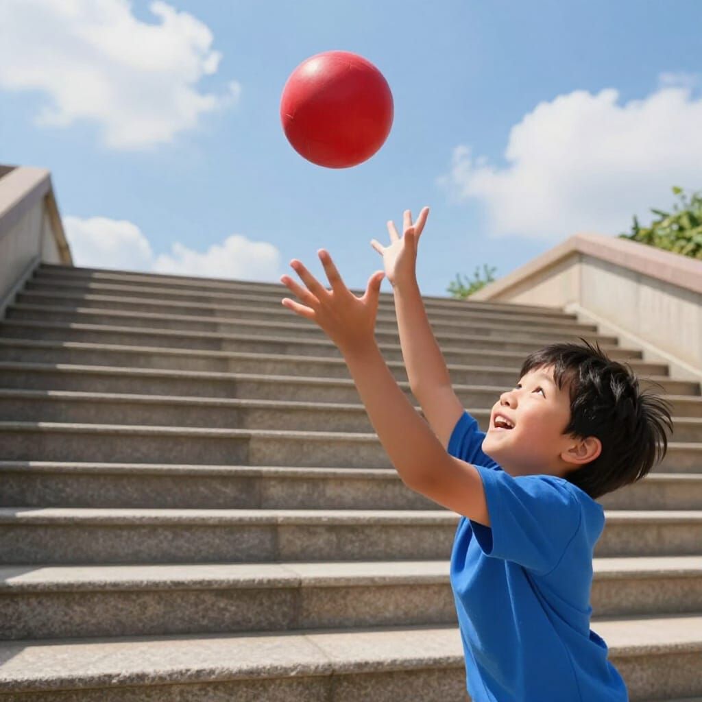 Child Catches Ball Mid-Air in Dynamic CGI Scene