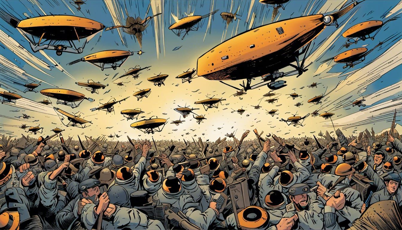 Drones Under Attack: Comic Art in Dystopian Setting