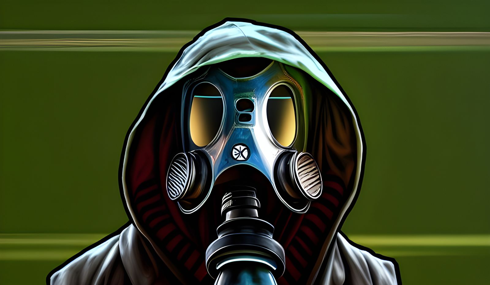 Hooded Figure in Gas Mask: Matte Painting Concept Art