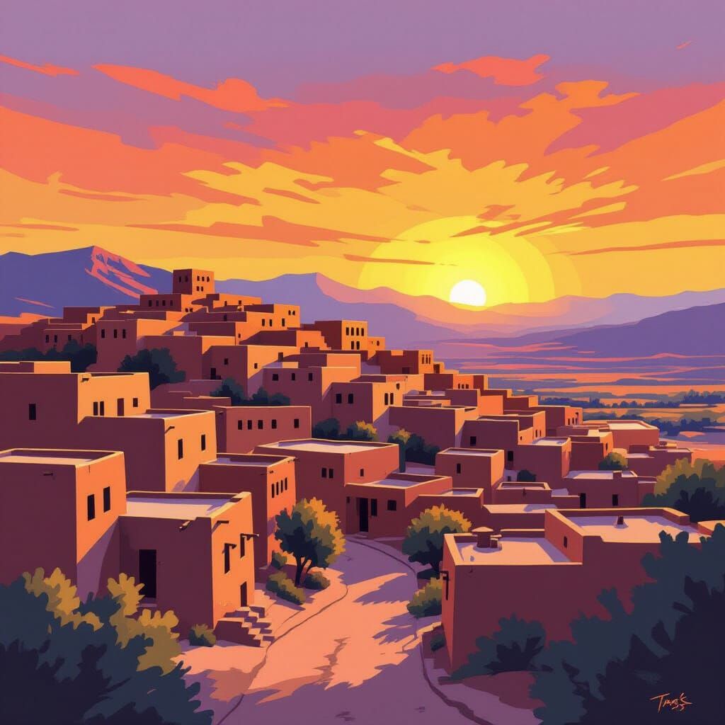 Golden Hour Taos Pueblo at Sunset
