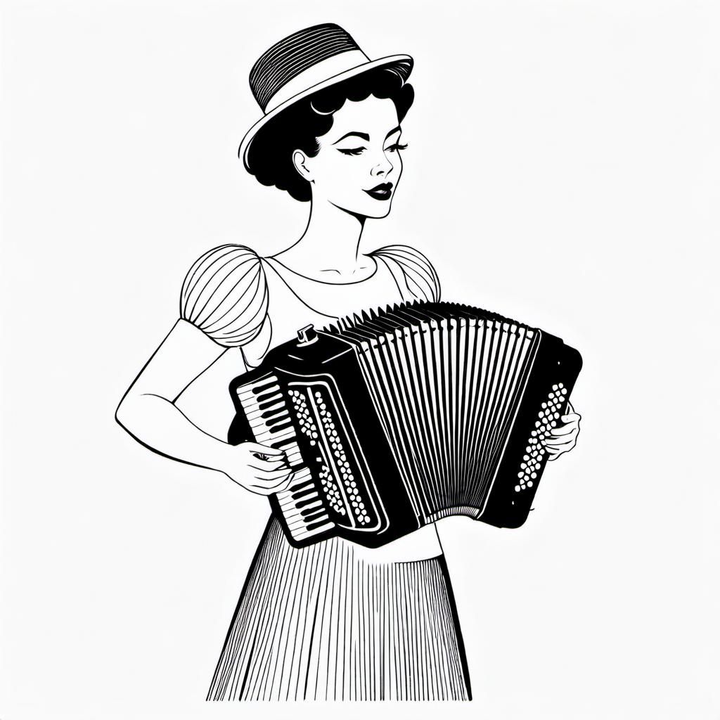 Caricature of a Girl Playing the Accordion