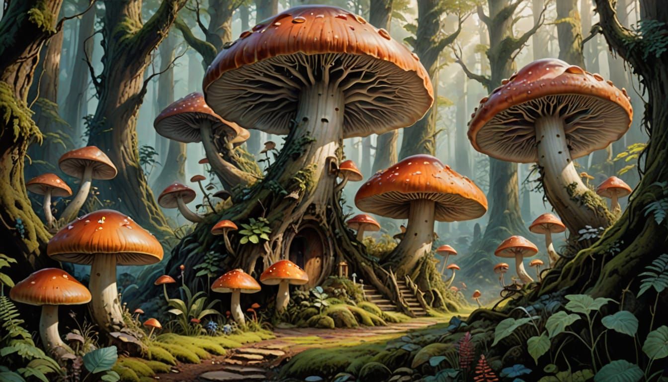 Surreal Forest in Lord of the Rings Style with Hyperrealisti...