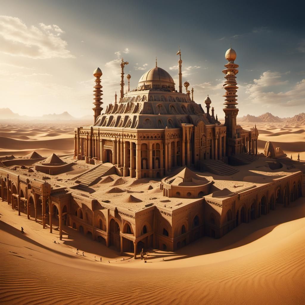 Steampunk Egyptian Necropolis in Neo-Gothic Style