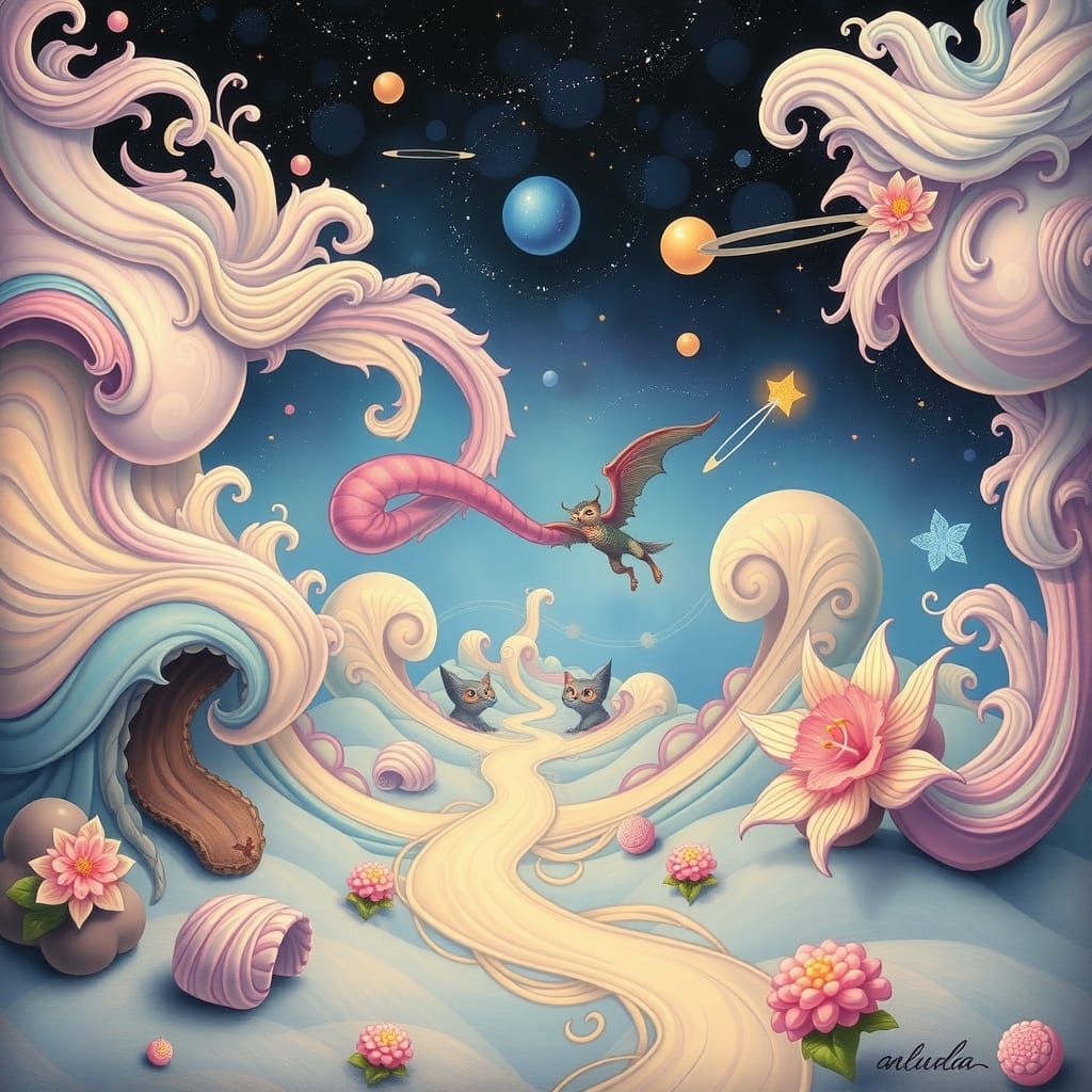 Dreamlike Pastel Landscape in Surrealist Style