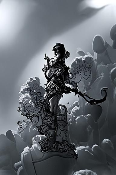 Tech Priest: Vector Illustration in Comicbook Style