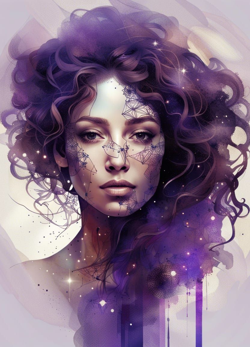 Elegant Greek Woman in Surreal Digital Portrait