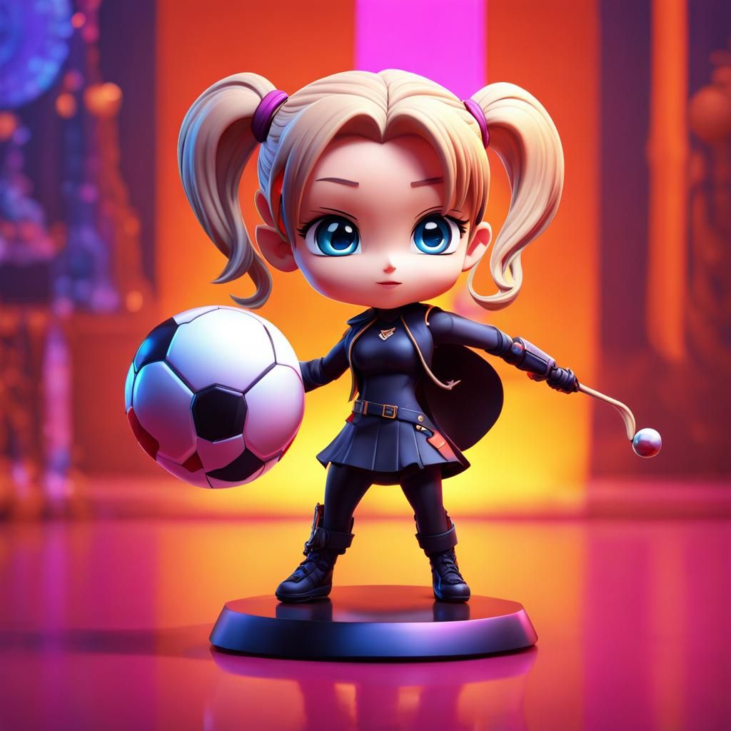 Chibi Buffy Shooting a Ball in Anime Style