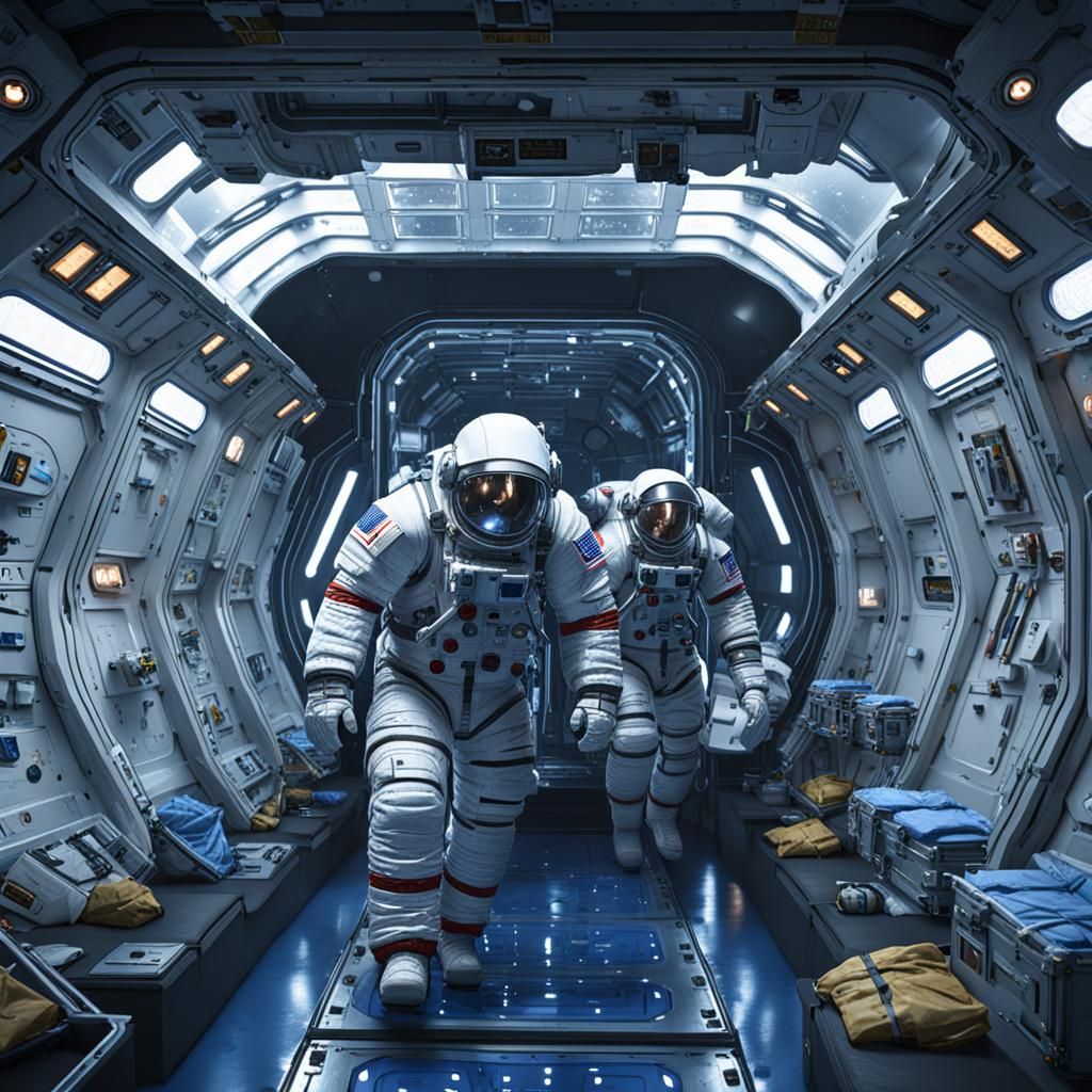 Astronauts Prepare for Space Journey: Hyperrealistic