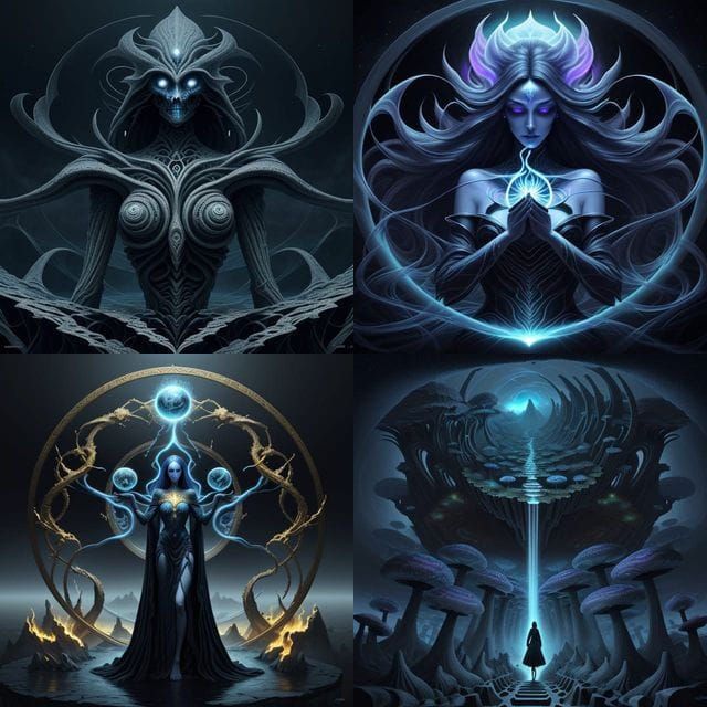 Surreal Dark Fantasy Fractal Landscape Painting