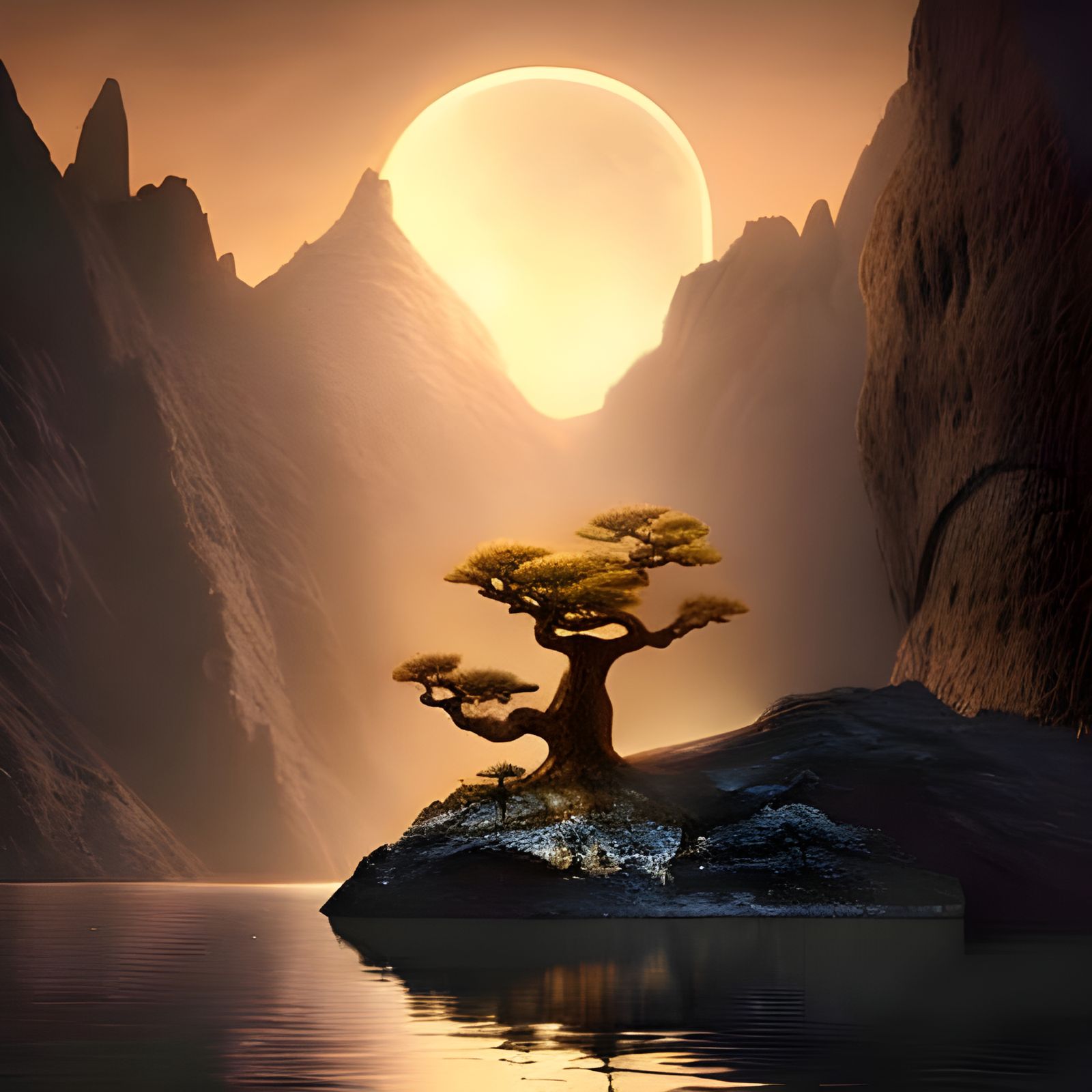 Golden Bonsai: Epic Cinematic Digital Matte Painting