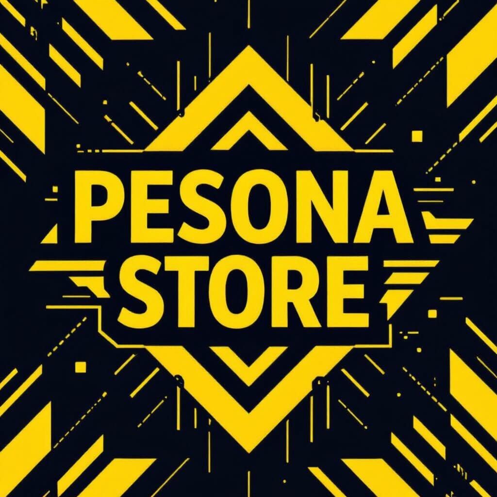Pesona Store Logo: Yellow and Black Geometric Design