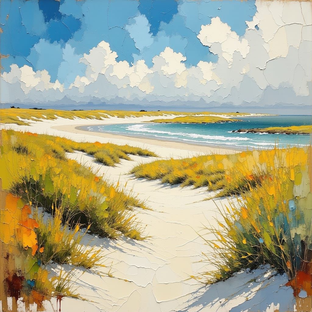 Fire Island Shore in Expressionist Impasto Style