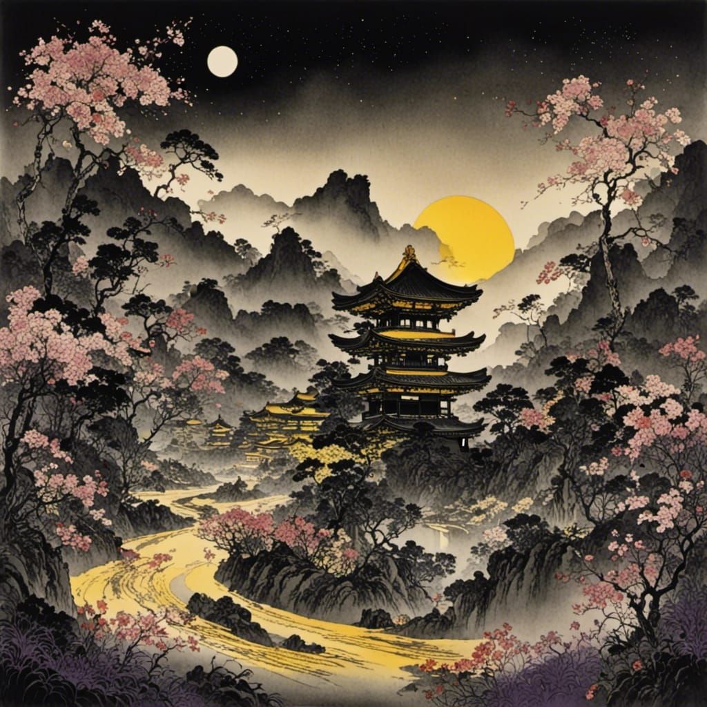 Japanese-Inspired Art in Early 20th Century Style