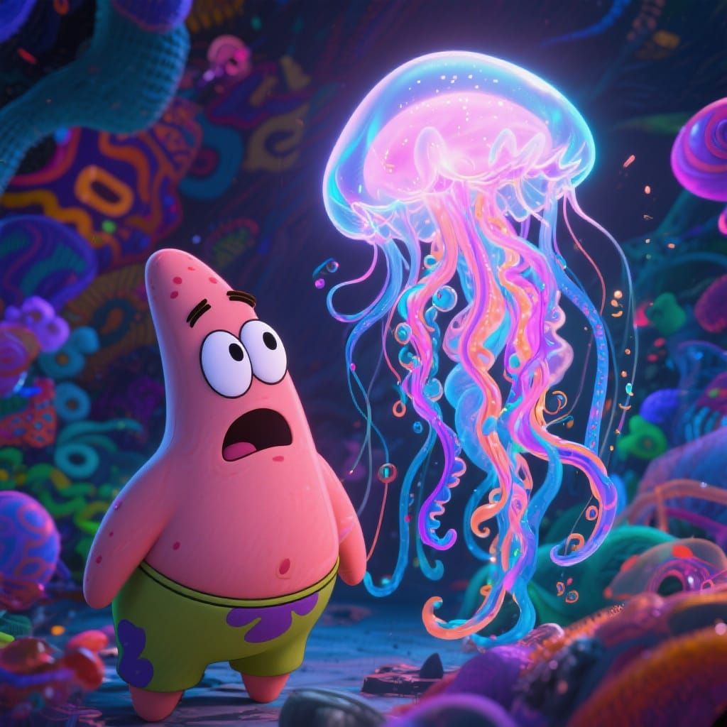Patrick Star Shocked by Immortal Jellyfish