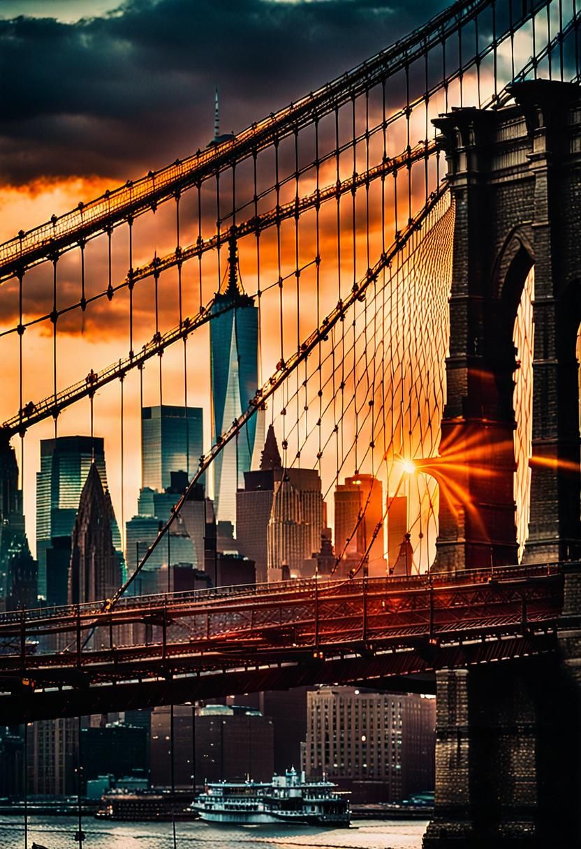Brooklyn Bridge Sunset: Cinematic Manhattan Skyline