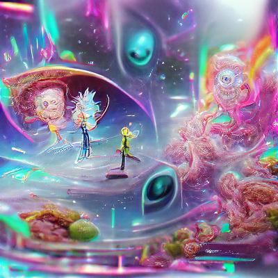 Rick and Morty in Cosmic Astral Art